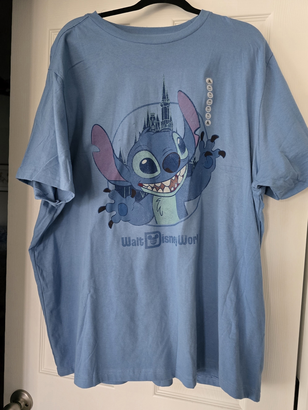 Disney Light Blue Stitch Graphic Tee with Castle 3x